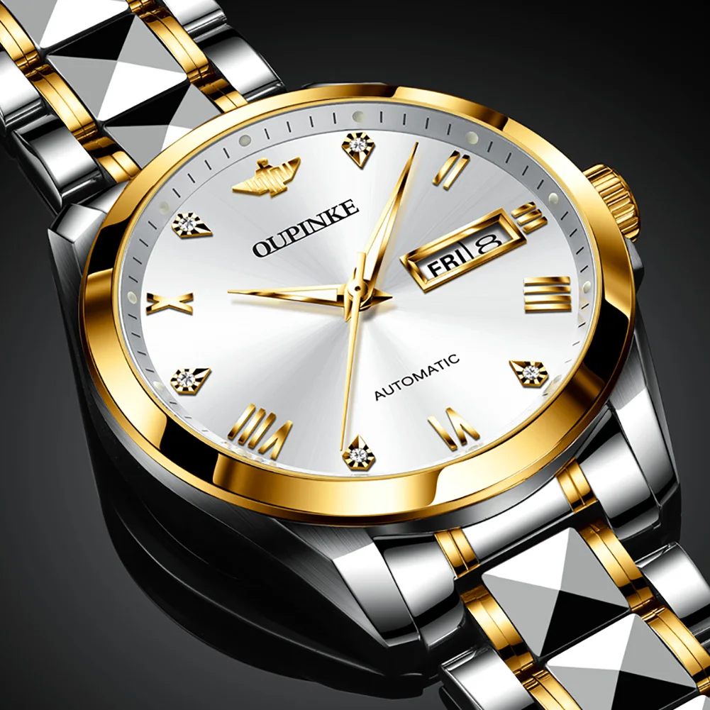 OUPINKE 3171 Business Dress Men's Watch Automatic Mechanical Movement Automatic Date Roman Diamond Dial Man Wristwatch 2