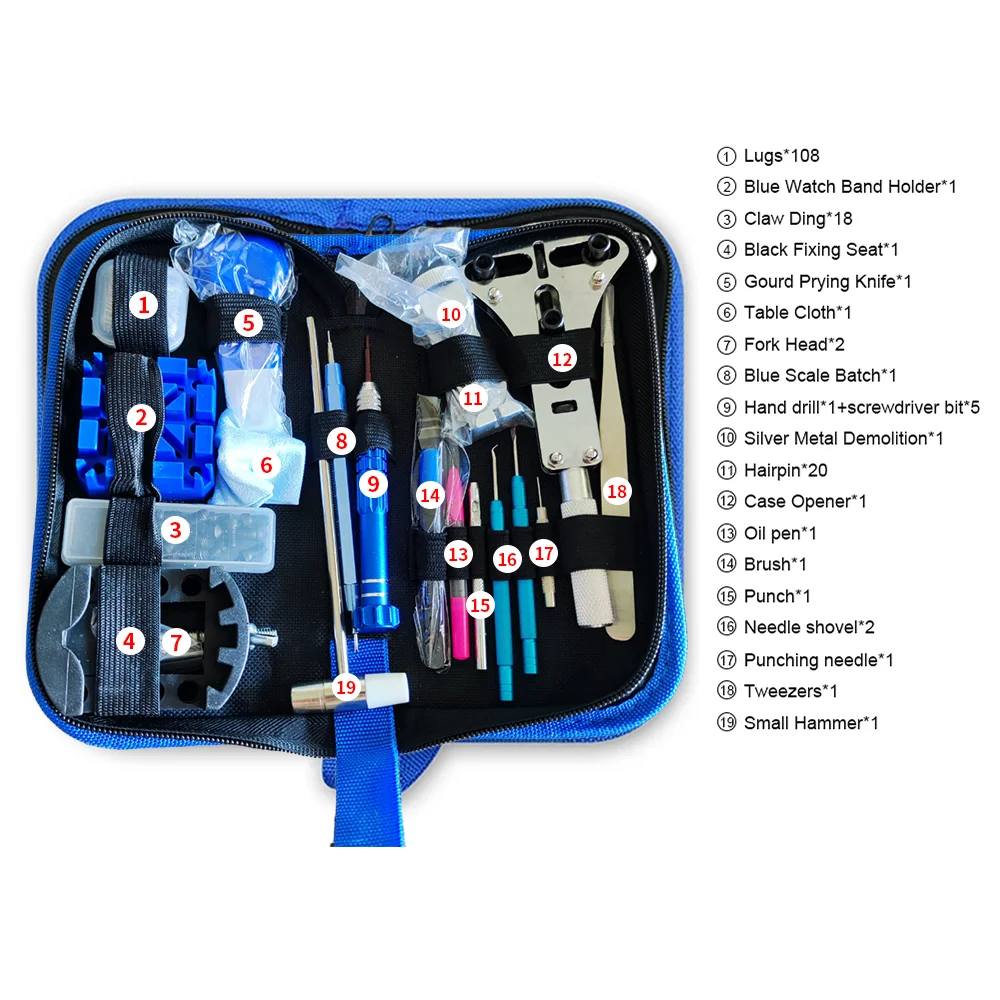 212개 시계 오프너 수리 도구 세트 시계 프라이 나이프 드라이버 핀 해머 세트 시계 제작자 밴드 링크 시계 제작자 액세서리