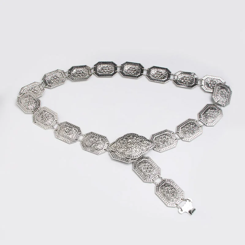 Neue Vintage-Taillenkette für Damen, Ethno-Stil, modischer Bauchtanz-Metallgürtel, Taillenmieder für Damen – Detail 5