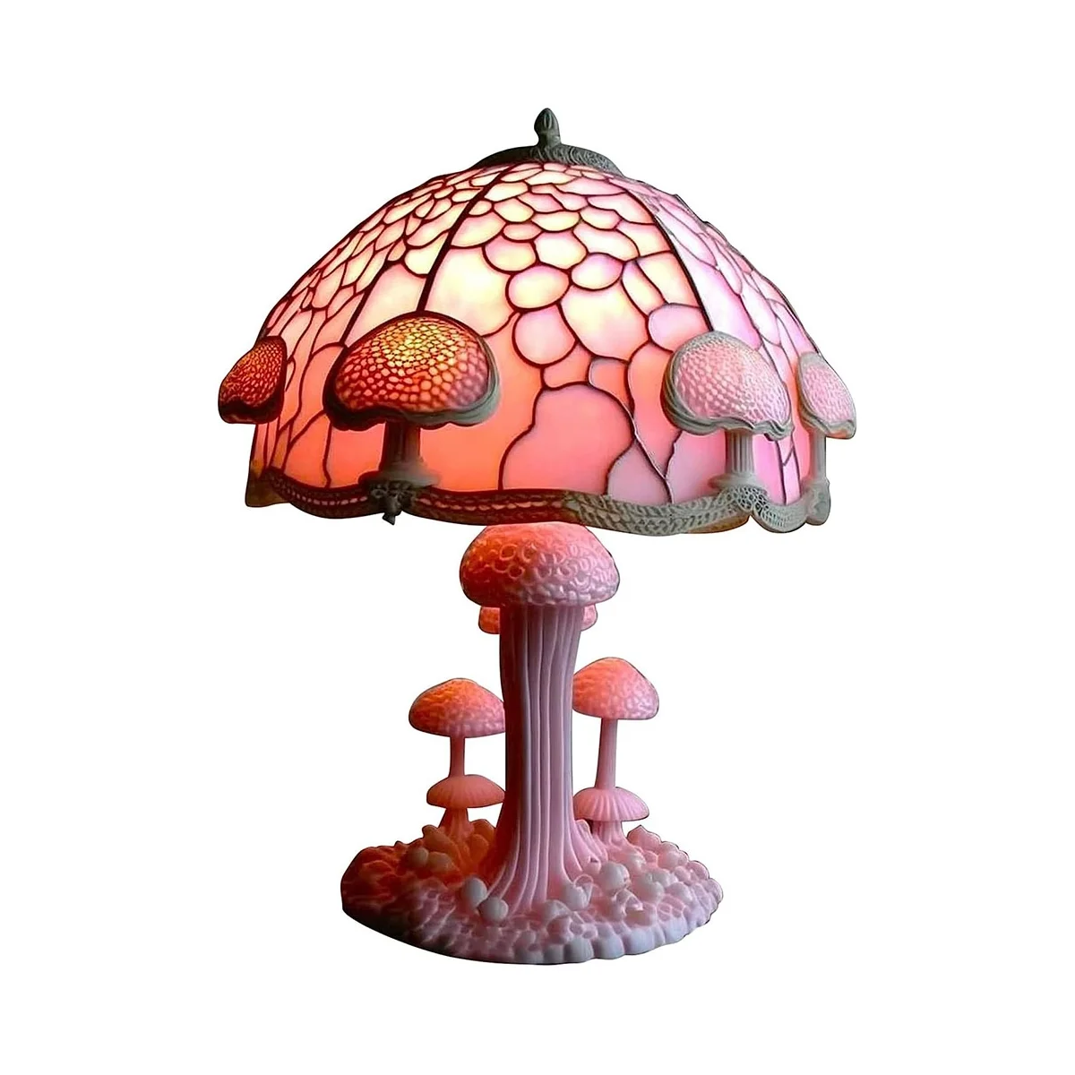 

Stained Glass Mushroom Table Lamp Vintage Animal Plant Series Shaped Resin Bedroom Household,B
