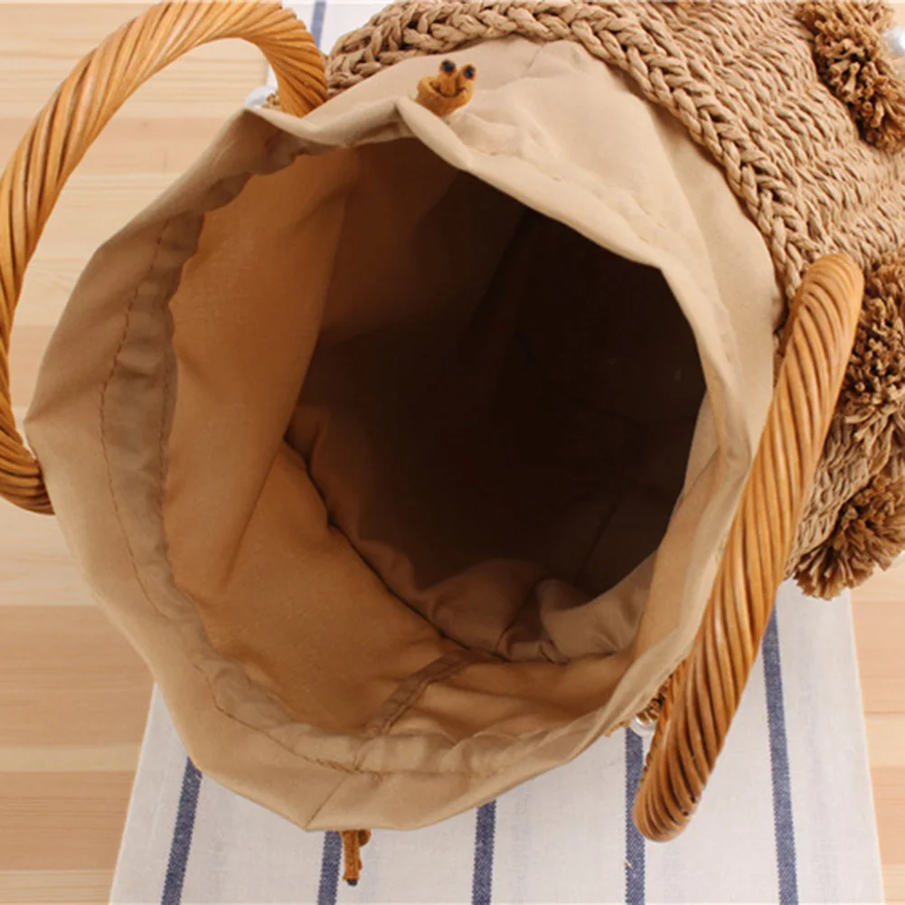 Women Straw Tote Handbag with Pearls Handmade Woven Bag Hand-Woven Straw Bag Summer Holiday Beach Bag