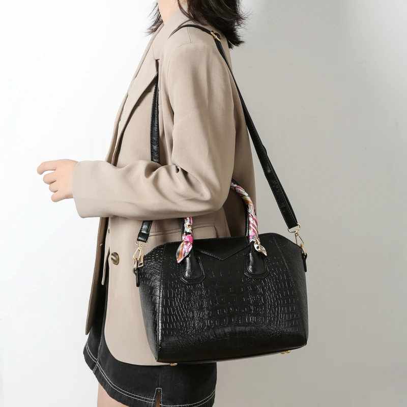 

2021 Crocodile Pattern Top-handle Bag PU Leather Crossbody Bags for Women Female Shoulder Handbags Fashion Bag Fashion Tote Bags