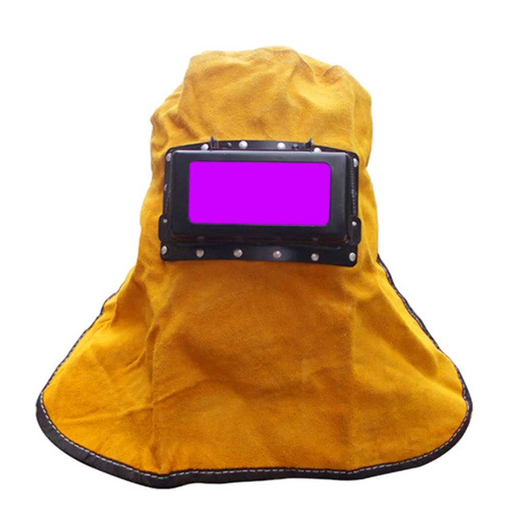 Convenient Welding Helmets Solar Auto Darkening Filter Lens Welder Mask Head-Mounted Yellow Cowhide Leather Hood Eyes Protection