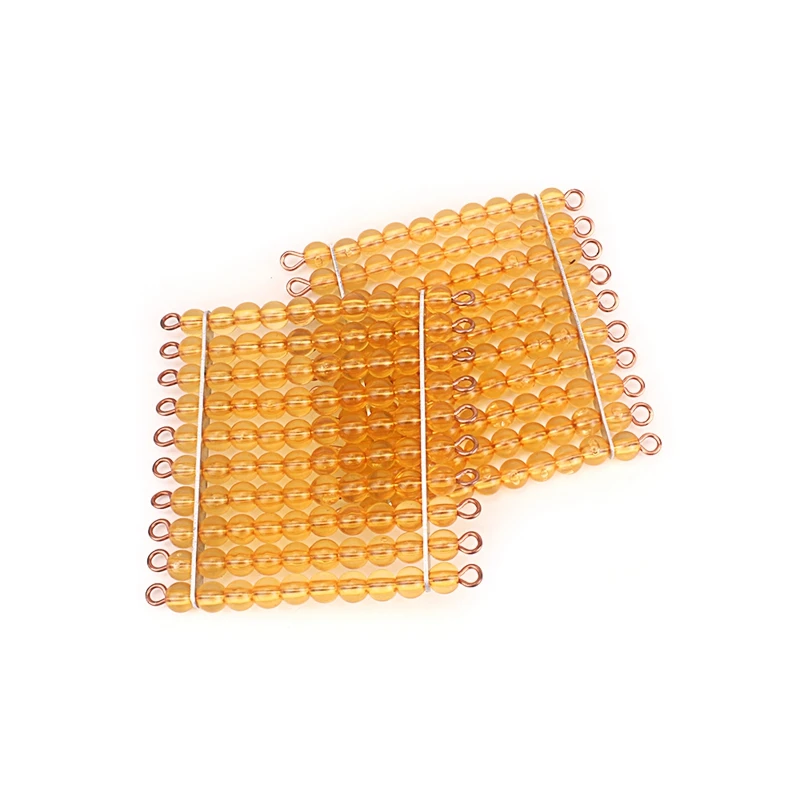 Montessori Math Counting Toys Plastic Gold Pearl Square Beads Colored Beads Wooden Tray Toy Kindergarten Preschool Educational 3