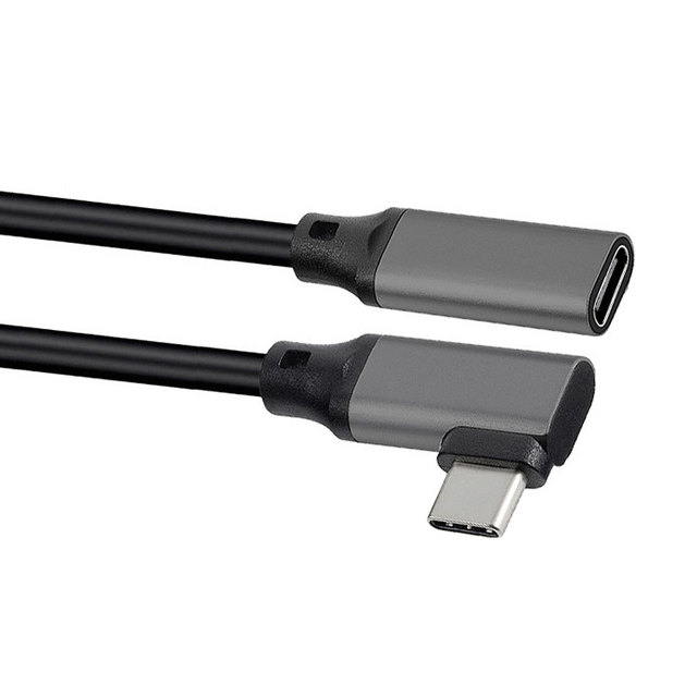 HD Type-C Extension Cable Line 5A PD 100W Right Angle Bend 90 Degree 3.1C Male to Female Data Line Type C Extension Cord
