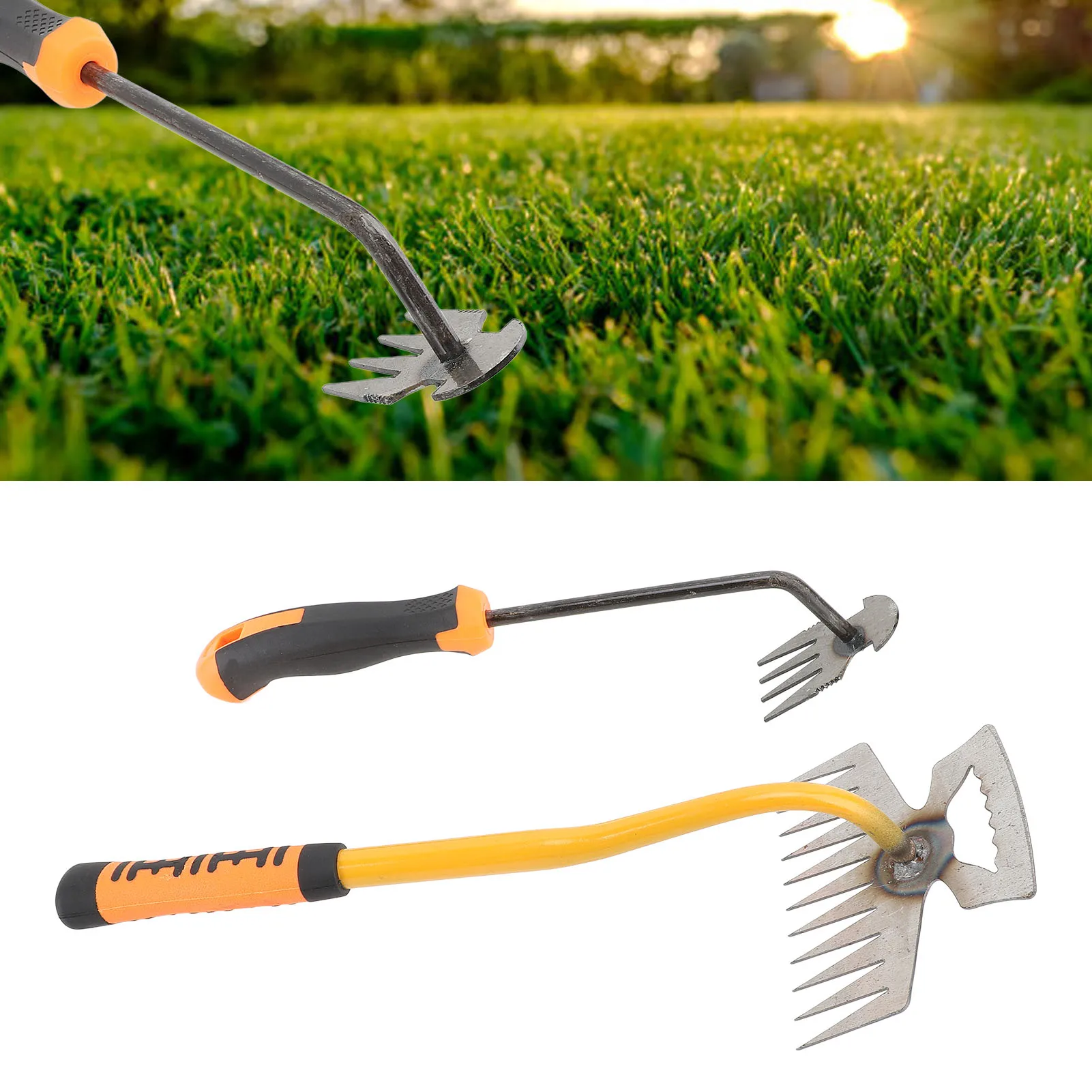 Garden Weeding Rake Ergonomic Garden Hand Rake Multifunctional 4 11 Teeth Efficient Rubber Handle Compact for Cultivating