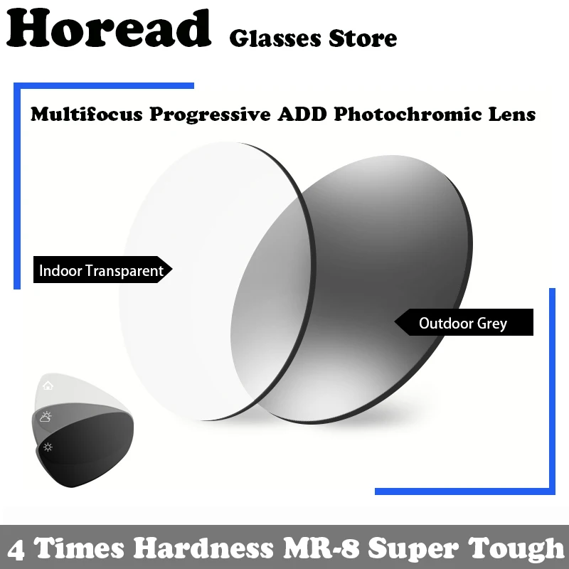 Photochromic Progressive Prescription Lenses multi-focus 4 Times Hardness MR-8 Super Tough 1.56 1.61 1.67 1.74 Aspheric Resin prescription glasses lenses