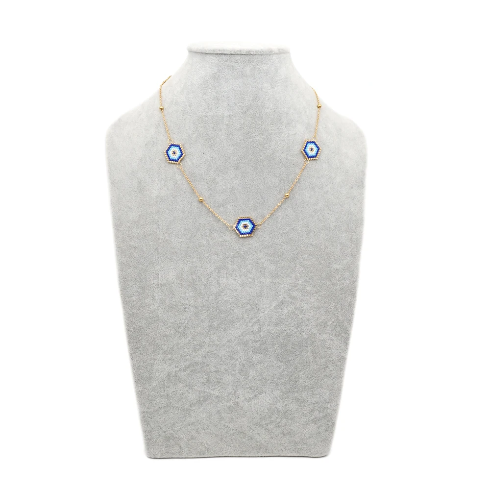 

Go2BoHo Blue Turkey Evil Eye Necklace Miyuki Glass Beaded Stainless Steel Necklaces For Women Fashion Jewelry