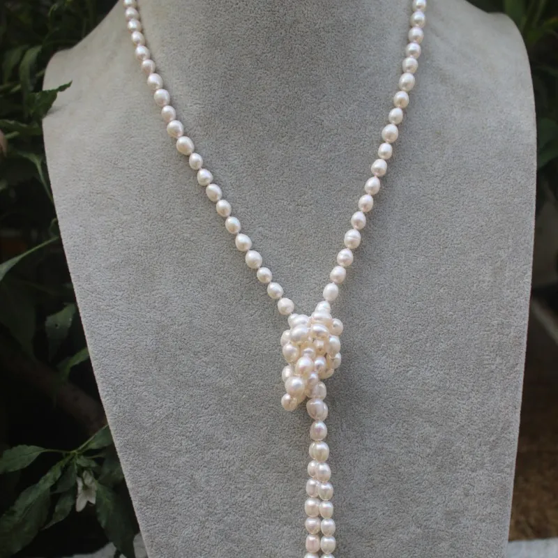 

Long Akoya Pearl Necklace For Women 5-6mm Chain Wedding Charms Fine Jewelry At Nice Party Free Shipping