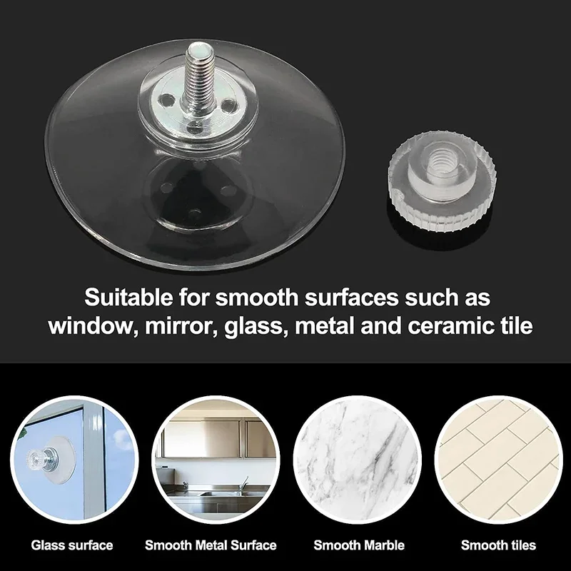 Ventose In PVC Con Vite E Tappo In Acciaio Inox - 44 Mm, 12 Pezzi - Extra Forti Per Vetro E Superfici Lisce - 2