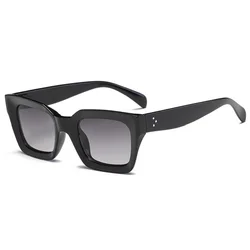 Luxury Brand Women's Vintage Oversized Square Sunglasses with UV400 Protection - Black (Double Gray)