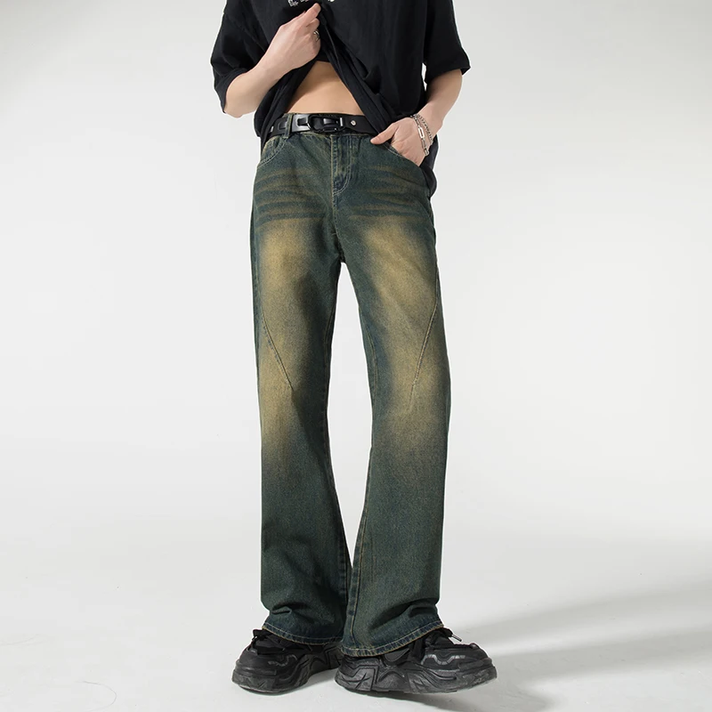 Американські джинси зі звичайним кроєм, з відшарованими швами, напівеластичні, вільні, з широкими штанинами, з легким розкльо...