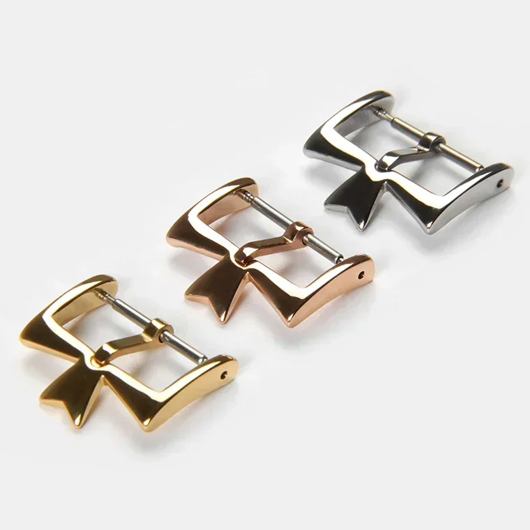 Elegant Stainless Steel Pin Clasp Buckle in Silvery, Golden, and Rose Gold