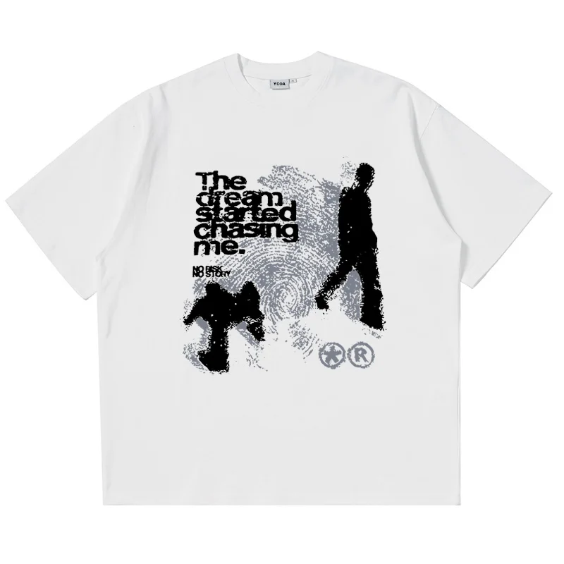 

Tshirt Oversized 100%Cotton Short Sleeve Shadow Print Y2k Top Tees Harajuku Streetwear Vintage Graphic Korean Aesthetic Clothing