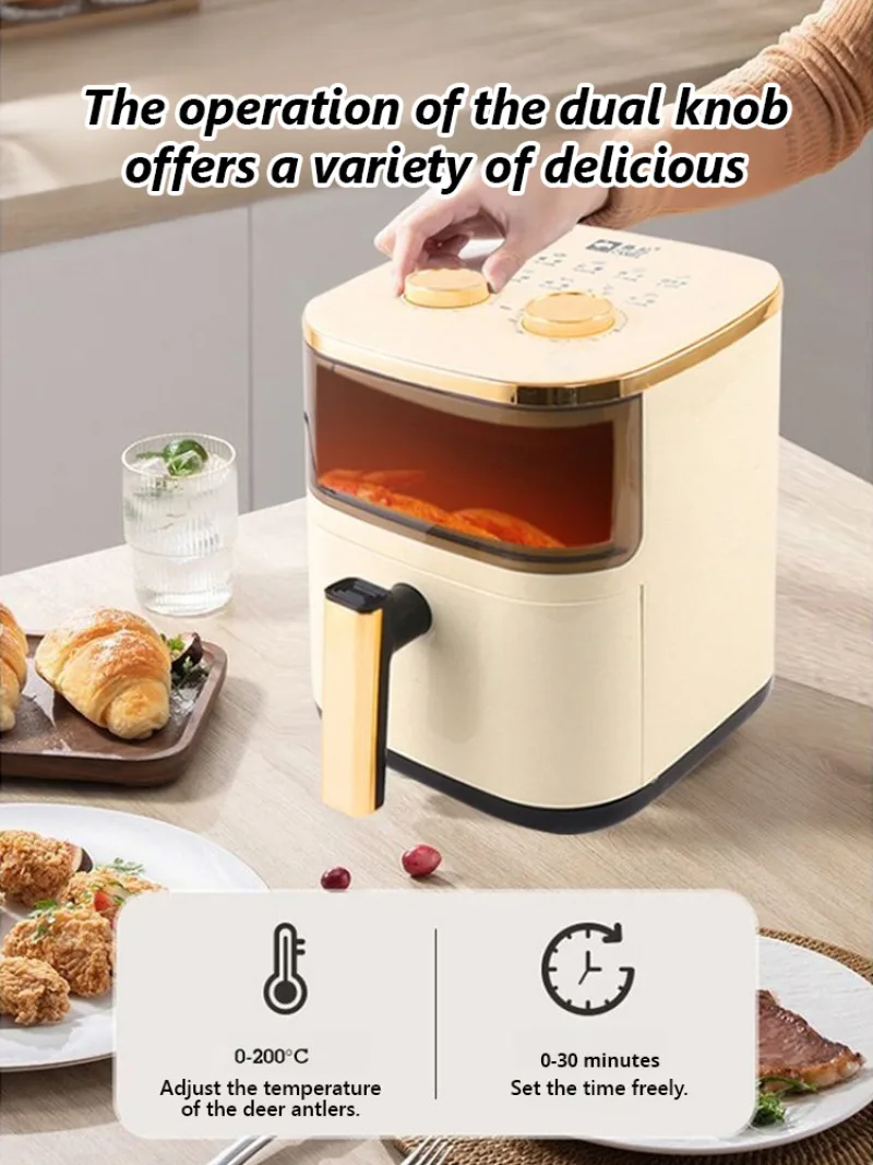 Home Visual Air Fryer Multifunctional Large Capacity Knob Electric Oven French Fryer 5L Air fryer Large capacity for home