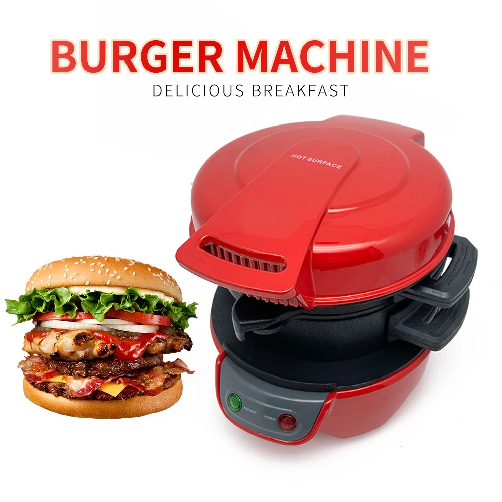 Description Picture 4 of item220V / 110V Mini Electric Burger Sandwich Maker Machine Bread Grill Baking Toaster 600W Non Stick Pancake Pan for Home Kitchen