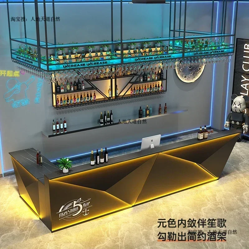 Iron bar bar Internet cafe billiards industrial style cashier corner counter commercial reception desk