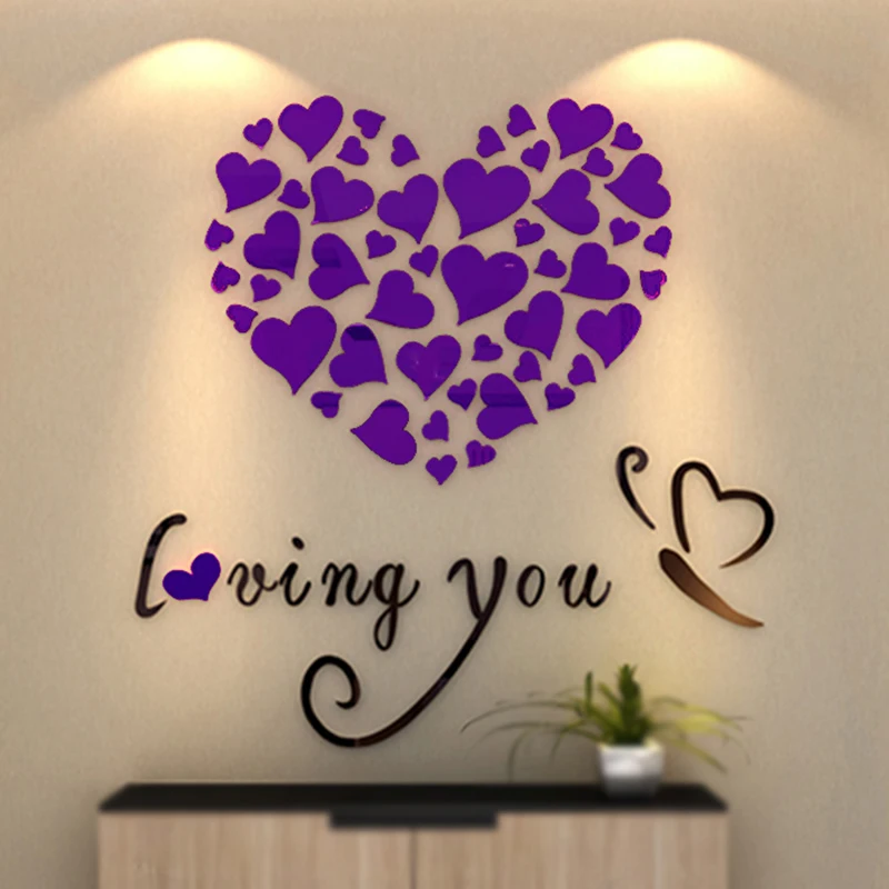 3D Warm and Romantic Love Wall Stickers Room Decoration Bedroom Living Room Background Wall Bedside Wedding Decorate House