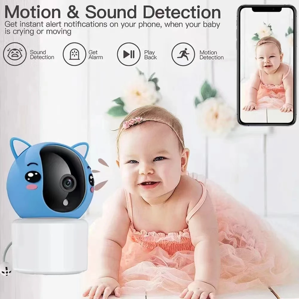 2MP 1080P Tuya APP Wireless PTZ IP Camera Temperature Display Lullaby Baby Monitor Intercom Crying Alarm Babysistter Nanny Cam security camera,wireless baby monitor,video baby monitor