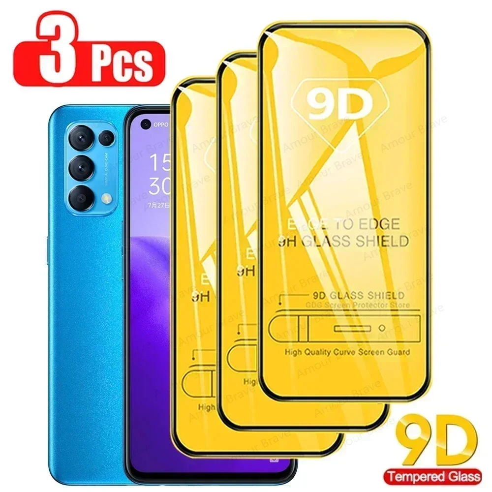 

Защитное стекло 9D для Oppo Reno 5 4G 5G 6 7 8 Pro Plus 7Z, полное покрытие, 3 шт., закаленное стекло для Oppo reno 7 8 Pro