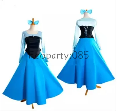 

Anime Mermaid Ariel Princess Cosplay Costumes For Adults Long Sleeved Waist Princess Dress Girls Stage Performance Party Costume