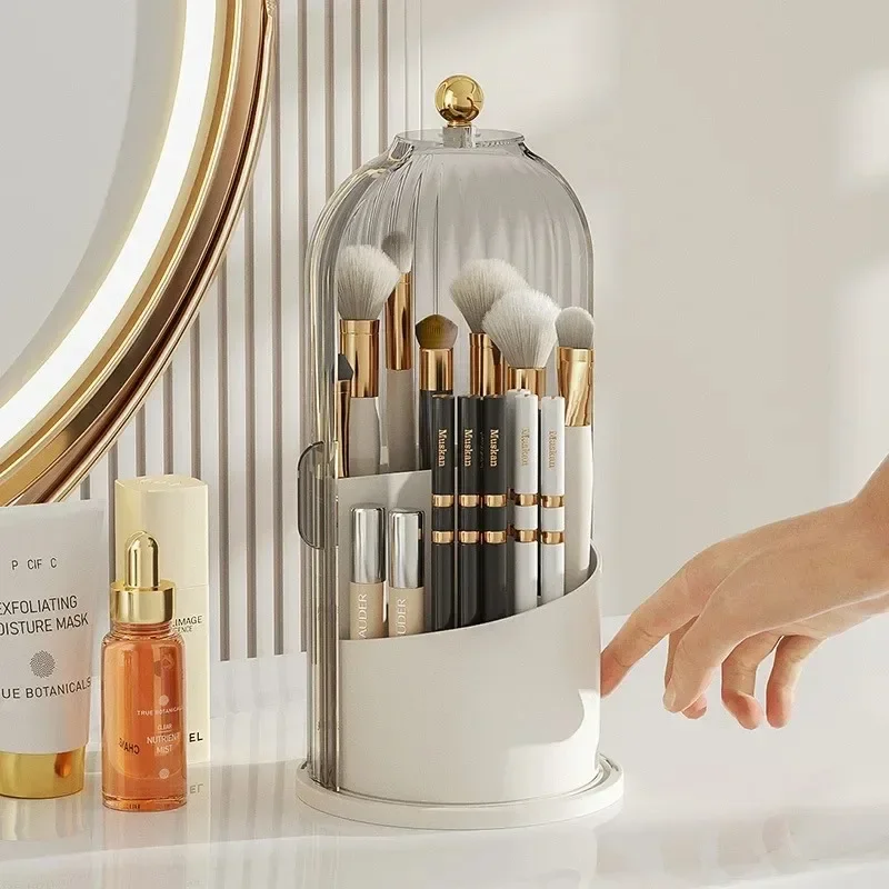 Makeup Brush Holder 360° Rotating Lipstick Eyebrow Pencil Holder Eye Shadow Storage Box Luxury Cosmetics Storage Box with Lid 2