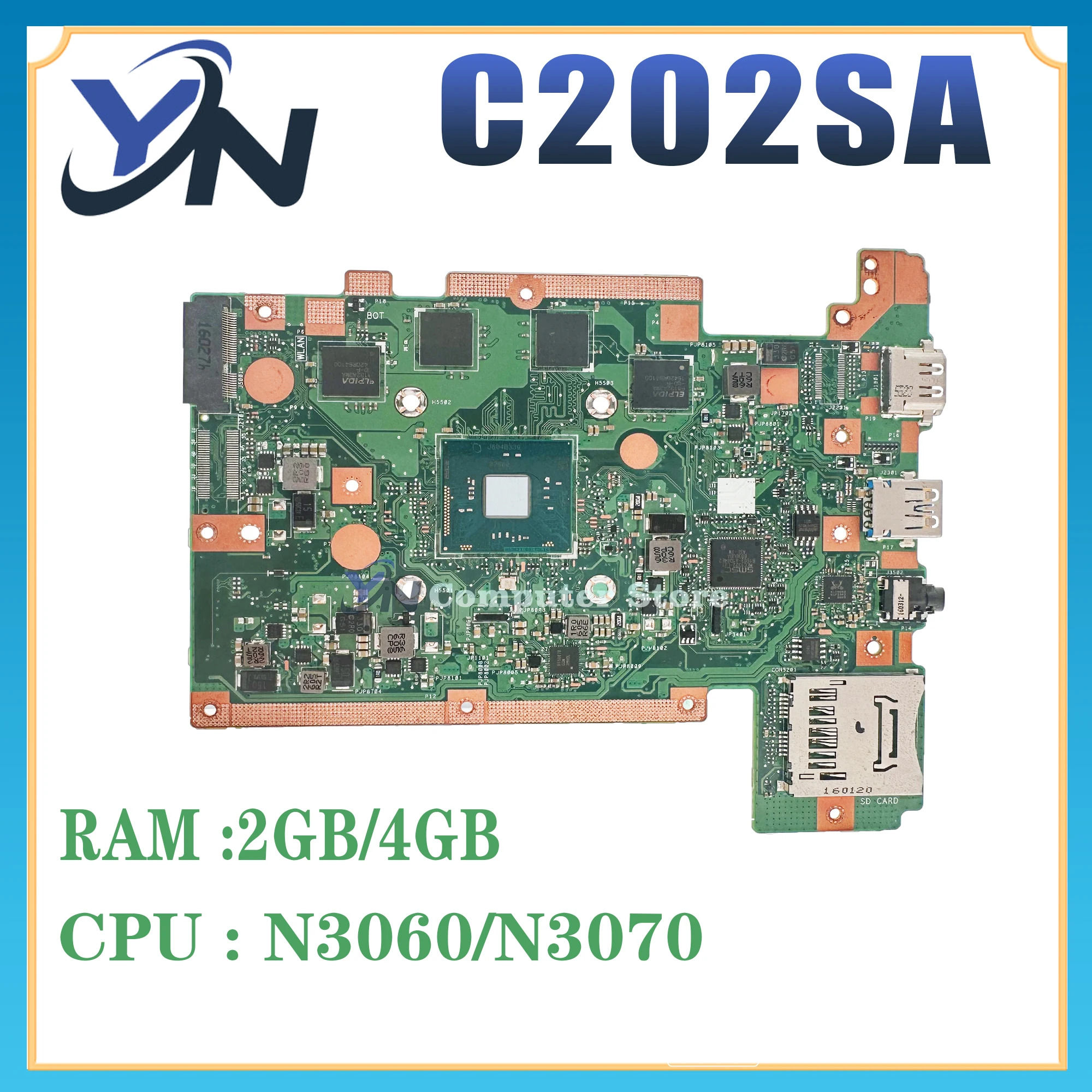 

C202SA Laptop Motherboard For ASUS C202S C202 N3050 N3060 2G Or 4G RAM 16G 32G SSD Mainboard 100% Test OK