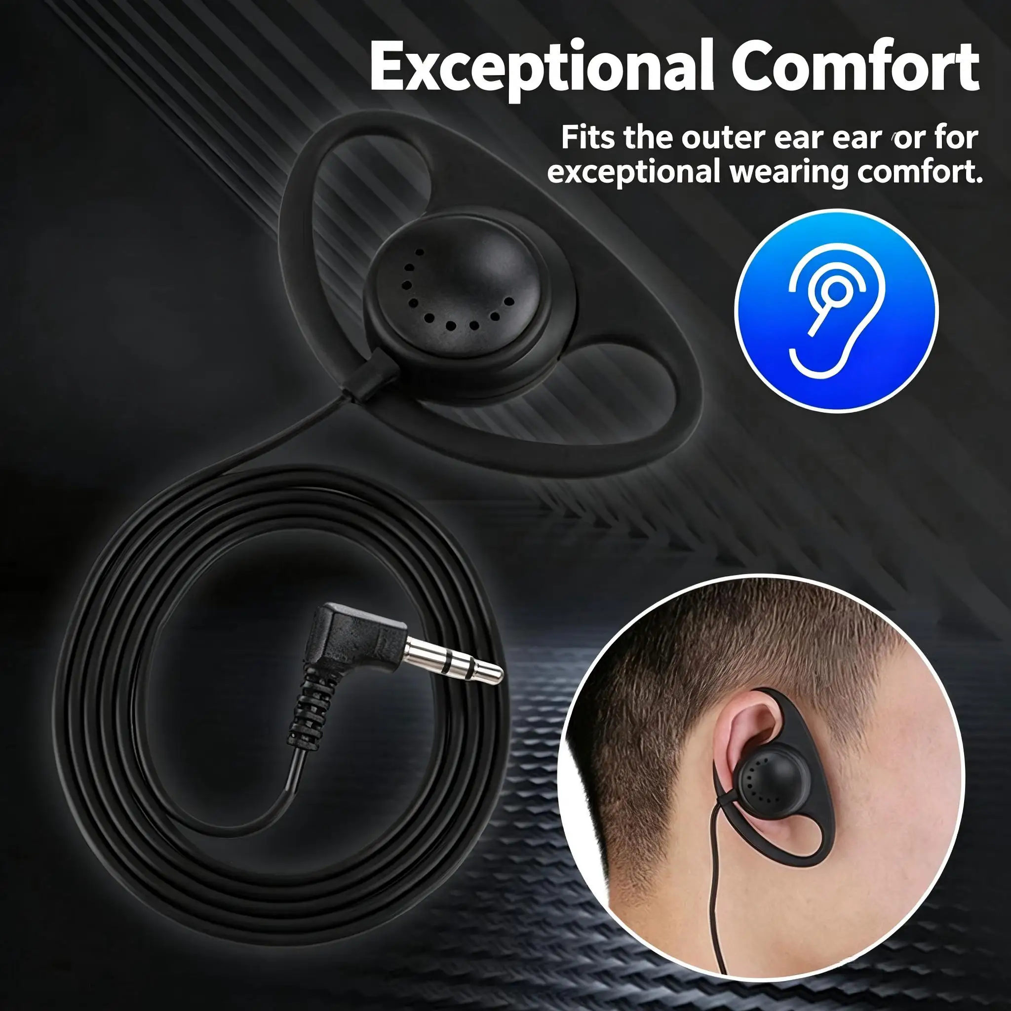 Soft Ear Hook Portable Clip-On Earphones - 3.5mm Stereo Headphones