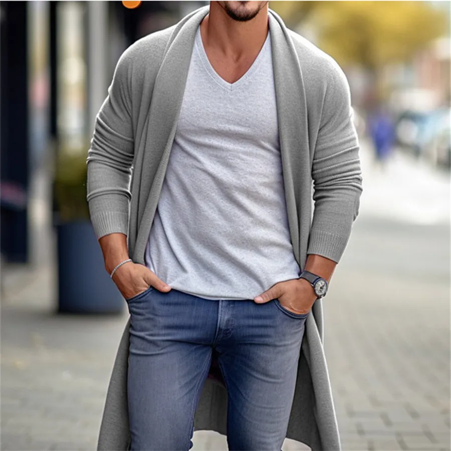 2024 Autumn Men's Knitted Cardigan Casual Long Sweaters Male Long Sleeve Outerwear Solid Color Loose Streetwear Knit Jacket new 2024 men s autumn winter casual pants sets knitted long sleeve top shirts and pants sets 2pcs sets male sportswear tracksuit