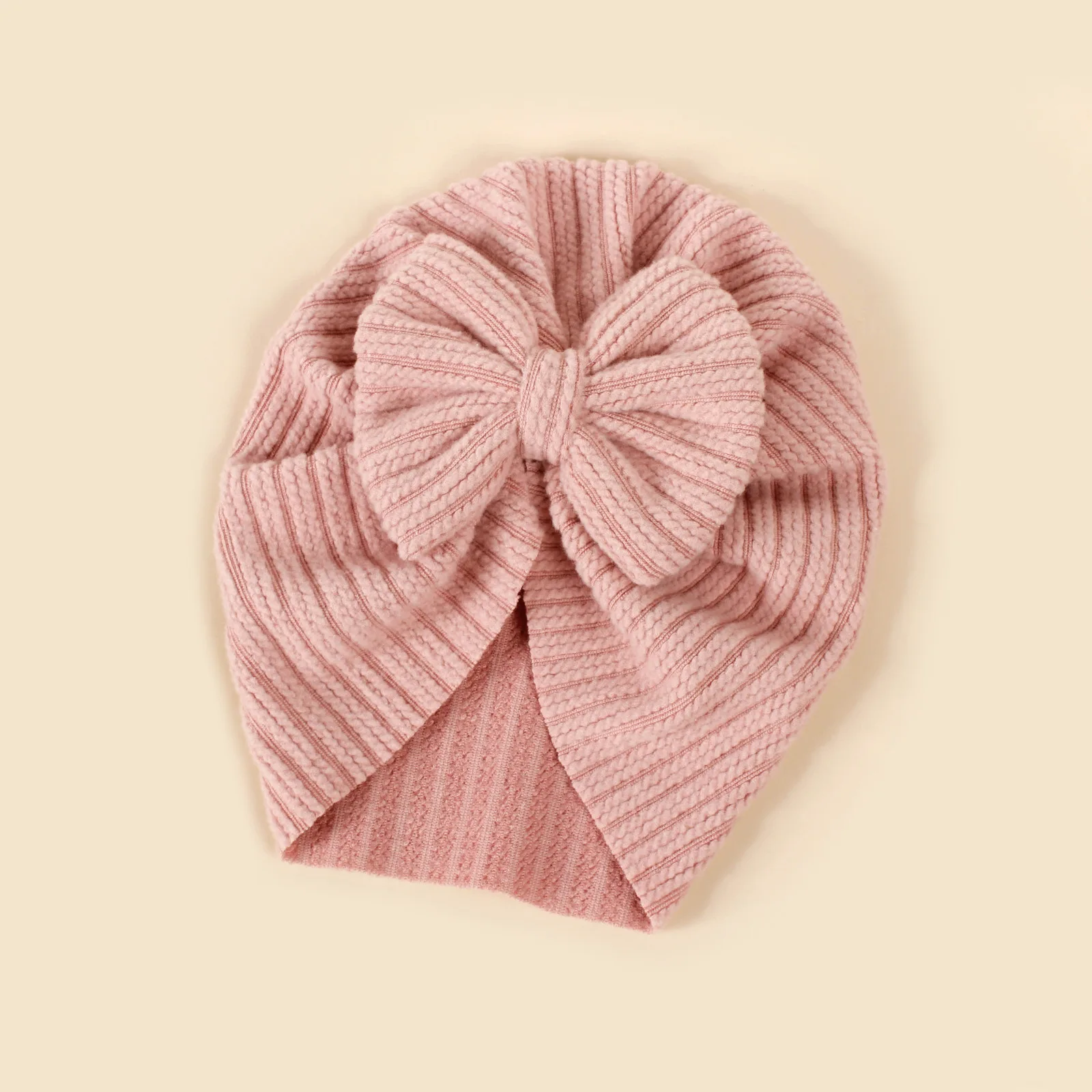 

Amazon New Children's Hat Baby Knitted Striped Fabric Bow Sleeve Cap Newborn India Beanie Photography Props