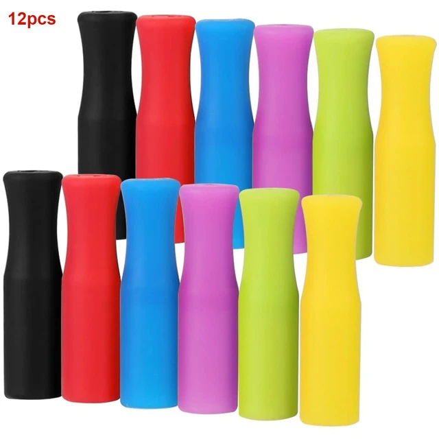 12pcs straw protector cover Reusable Straw Cap Silicone Straw Tip Covers