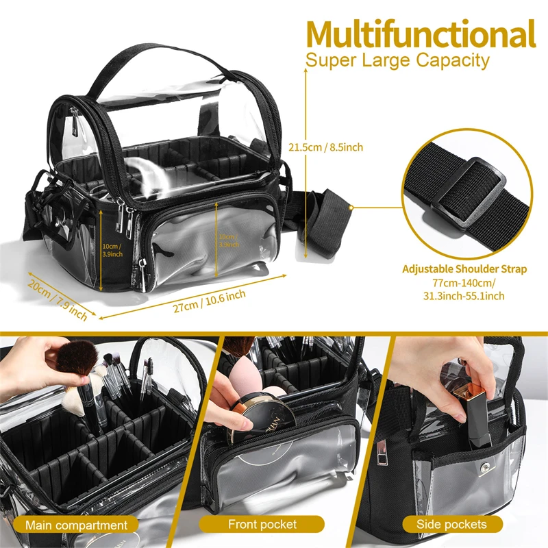 PVC Women\'s Cosmetic Bags Salon Makeup Tool Backpack Hairdressing Storage Transparent Waterproof Travel Bag Barber Accessories