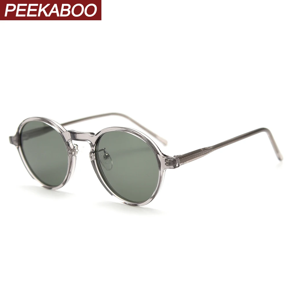 

Peekaboo vintage polarized sunglasses retro women TR90 unisex round sun glasses for men CP aceate high quality brown green