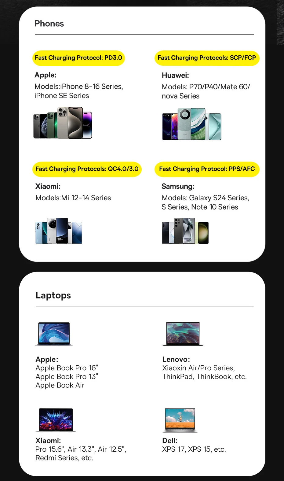 152.5W Car Charger Fast Charging 100W PD3.0 QC4.0 USB Type-C Phone Charger For i