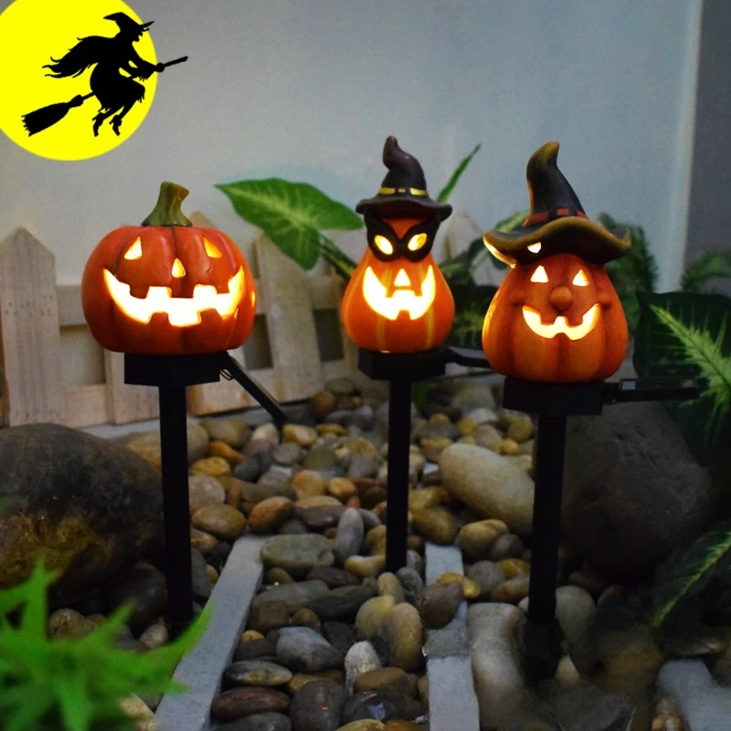 2Pcs LED Solar Halloween Lights Pumpkin Atmosphere Gardens Lawn Courtyard Villa Party Holiday Store Doorway Outdoors Decor Lamps galaxy projector proyector navidad laser christmas projector usb snowflake light led stage lights for christmas atmosphere party