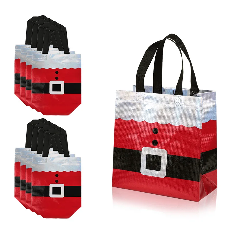 5-20Pcs Christmas Gift Bag Santa Claus Non-Woven Tote Bag with Handle 2025 Christmas Decoration For Home New Year Kids Gift Wrap