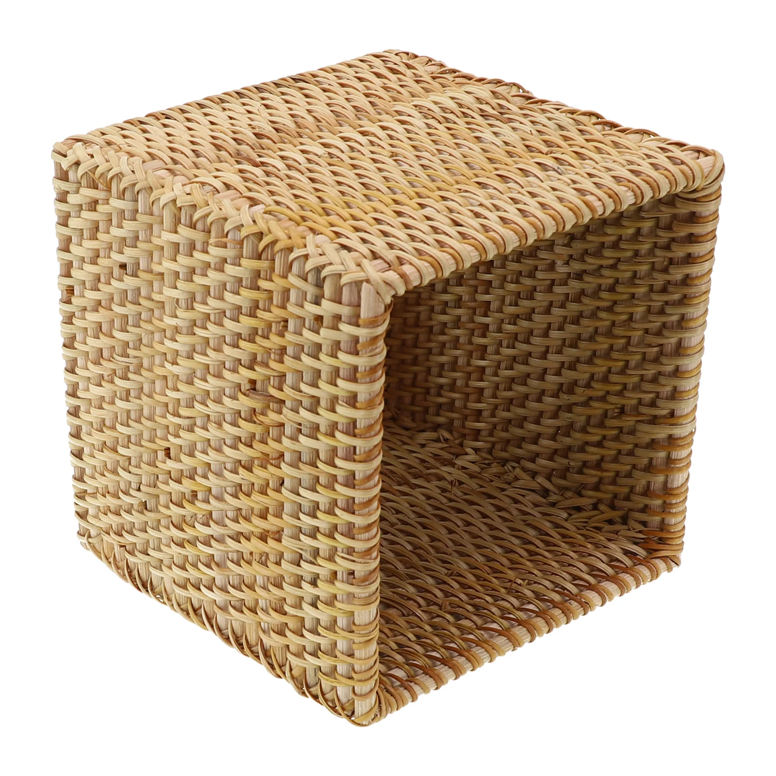 Square Rattan Tissue Box Cover Hand Woven Wicker Tissue Holder 5.7x5.7x5.7 In For Home Living Room Office Bathroom 4