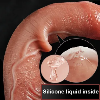 Huge Male Penis Sliding Foreskin Pinchable Testicles Big Dildo Realistic Dick Sex Toys Anal Fake Vaginal G-Spot Stimulation Ball 5