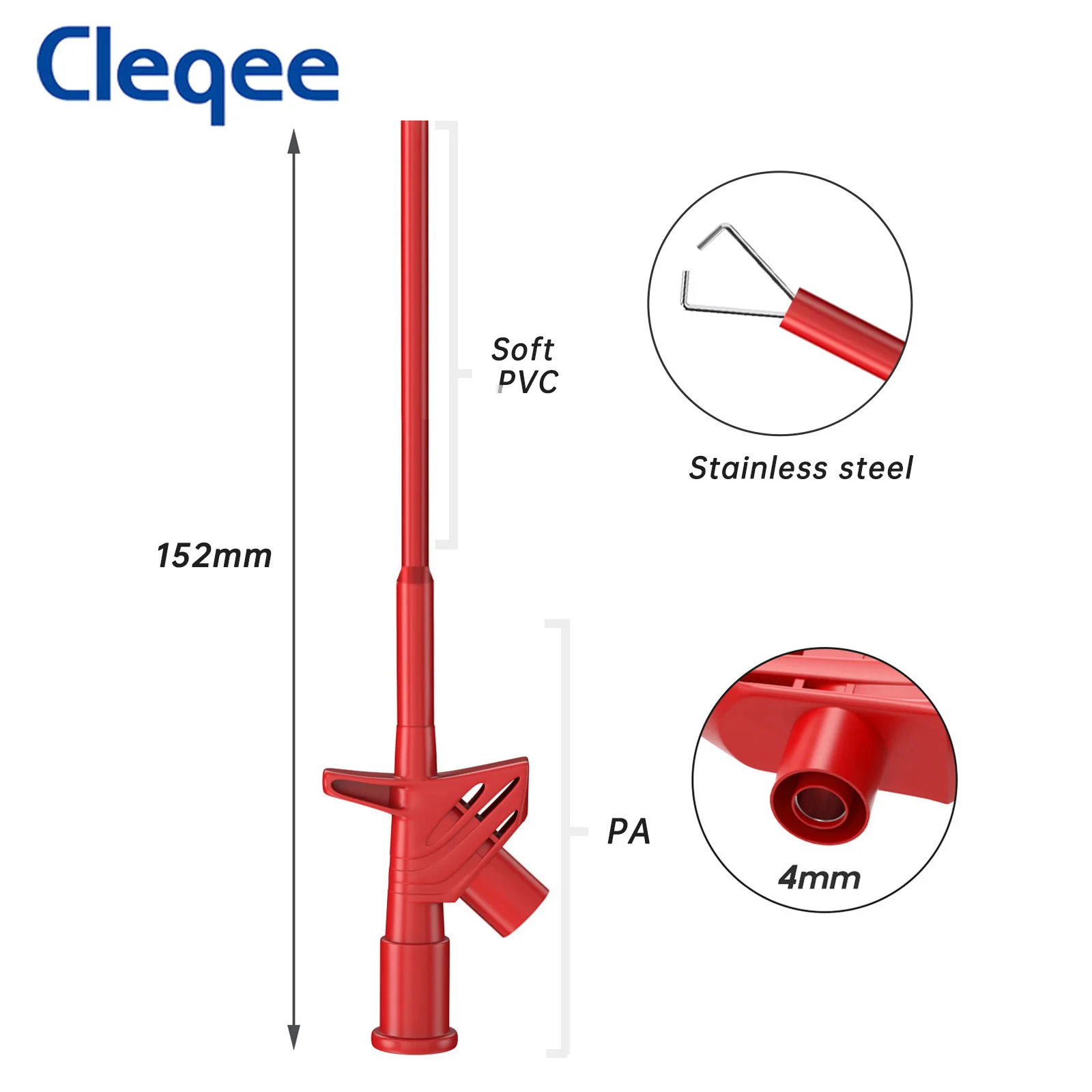 Cleqee P5004 2PCS Professional Test Hook Clip 10A 1000V High Voltage Insulated Quick Testing Probe Electrical Testing Tools