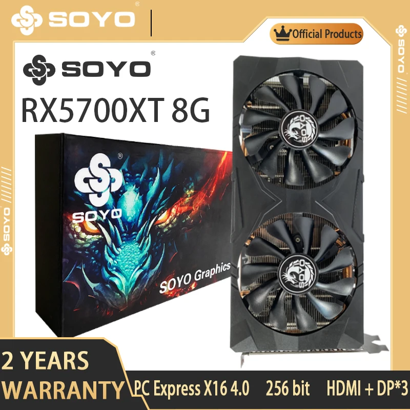 SOYO AMD RX5700XT 8GB Graphics Card Gaming GDDR6 256Bit PCI
