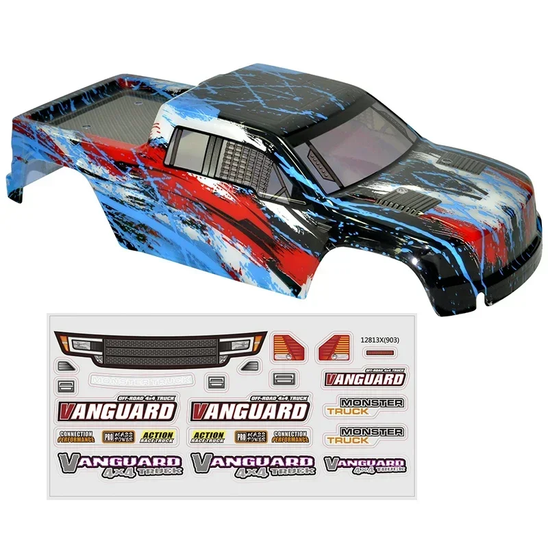 Coque HBX HAIBOXING 903 903A 1/12 pour voiture RC bleue et violette côte à côte, comparant les deux coloris.
