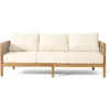 Outdoor Acacia Wood Wicker 3 Seater Sofa, Patio Furniture Conversation Set for Backyard 5