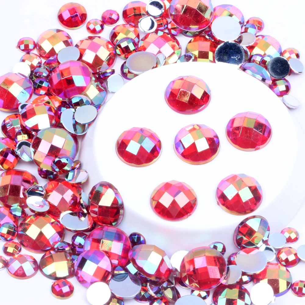 

New Style Acrylic Craft DIY Gems Flatback Earth Facets 10mm 1000pcs AB Acrylic Rhinestone High Shine Costume Nail Art Decoration