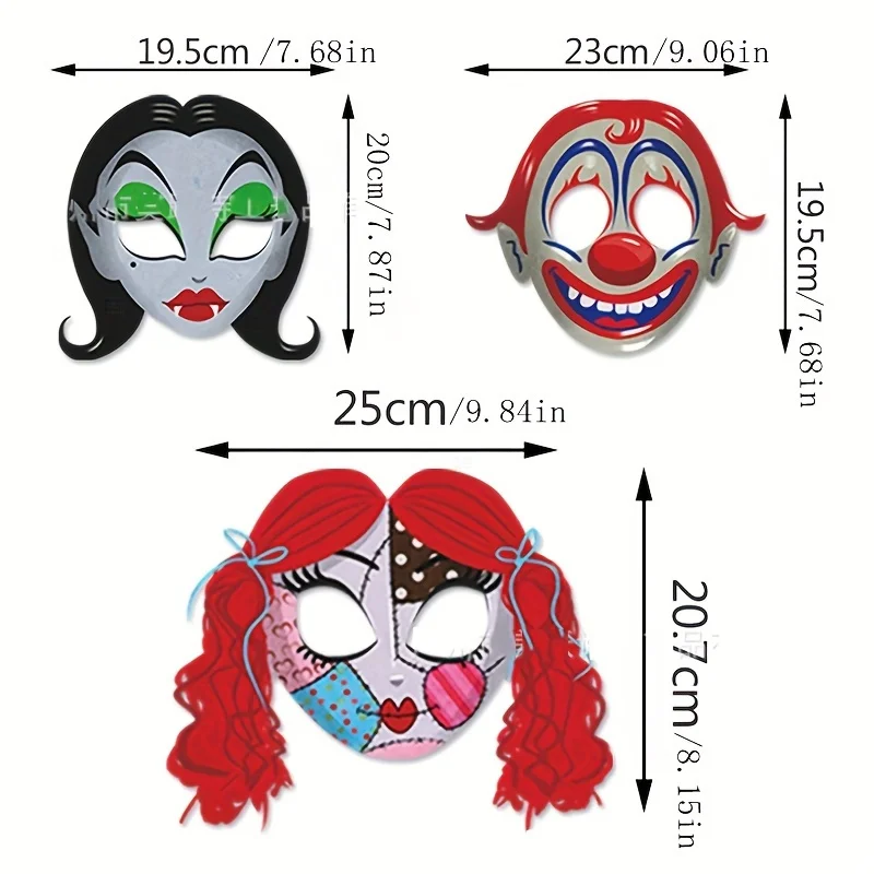 8Pcs Halloween Paper Masks Must-Have for Horror Theme Parties Masquerade Cosplay Eye Masks,party,cosplay