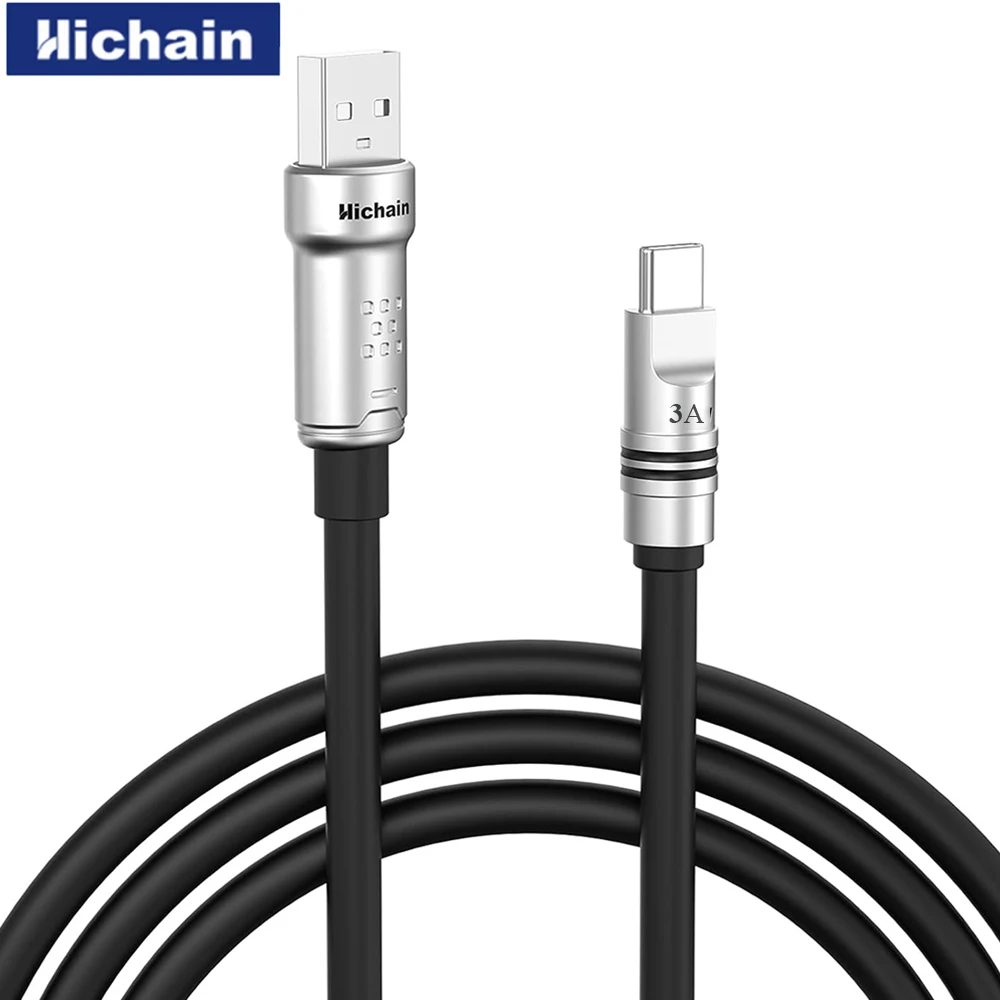 Hichain PD15W USB A To C Fast Charging Cable Liquid Silicone Soft Cable For Samsung For Xiaomi For Huawei 1.2M/2M Phone Cable