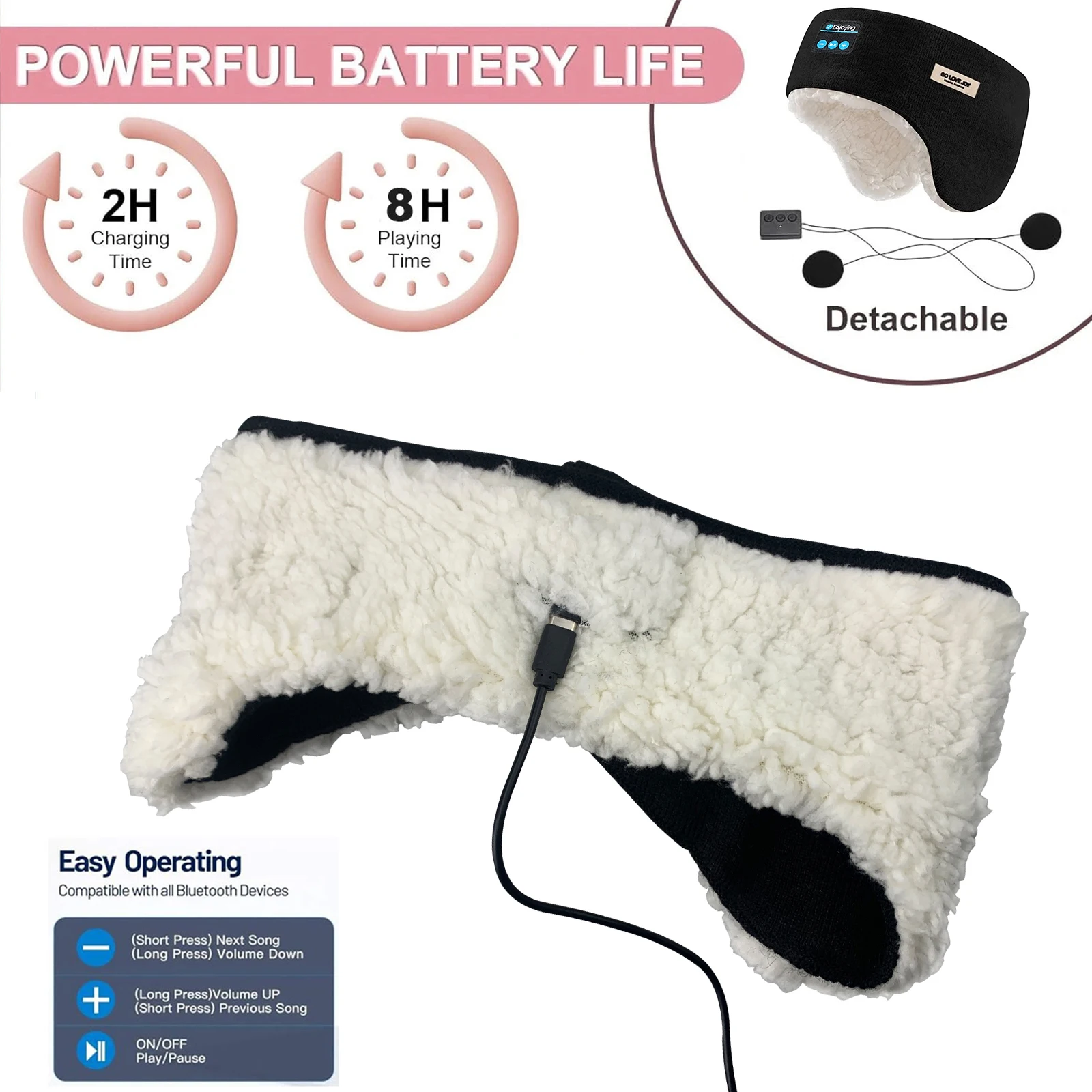 Wireless Ear muffs Bluetooth Headphones Unisex Winter Warm Music Headset Earmuff for Women Men Fashion Outdoor Earphone with MIC