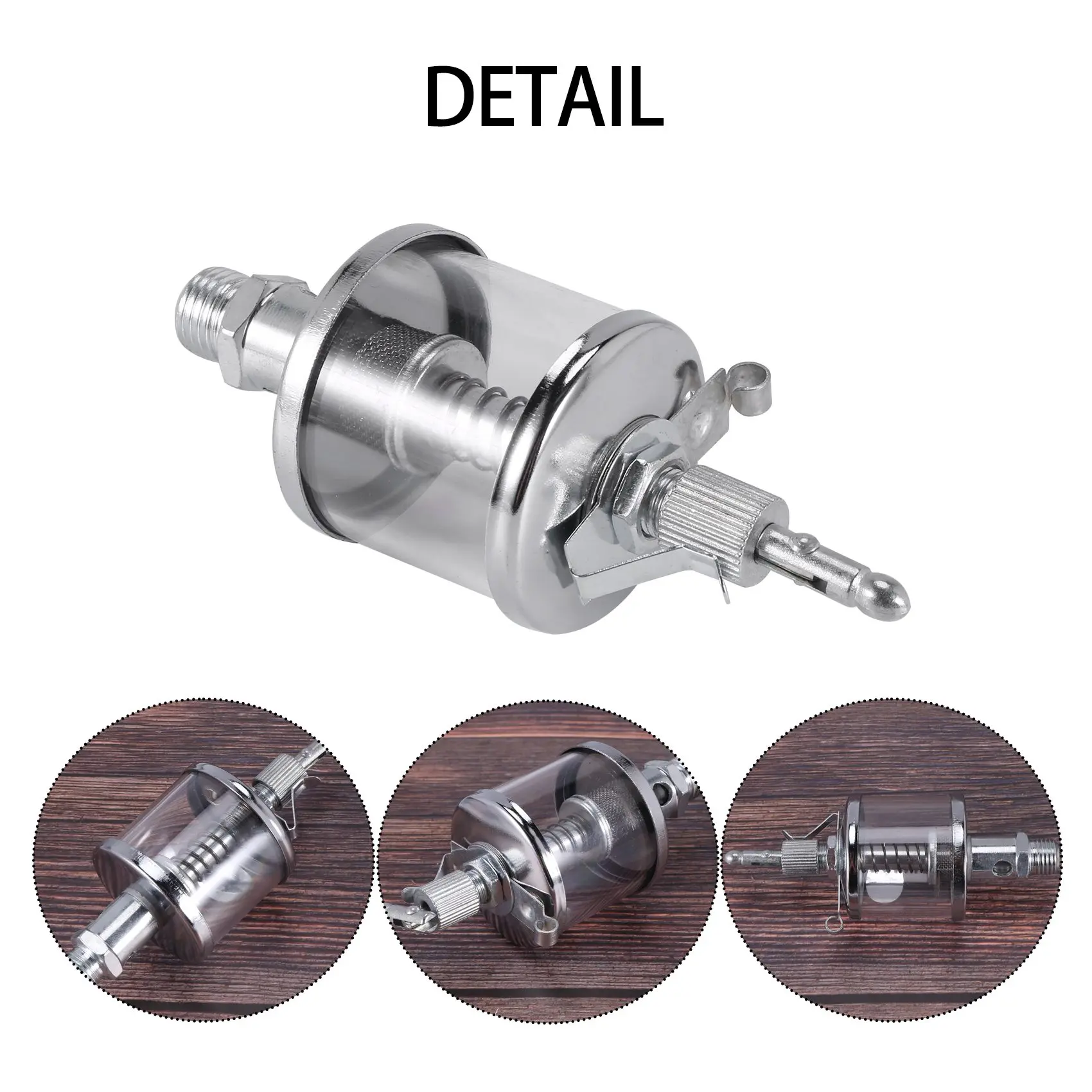 50mL Engine Machine Lubricator Oil Gravity Drip Feed Oiler Clear+Silver
