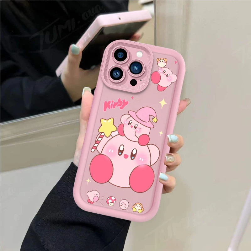 Lovely Stars k-kirby funda de teléfono mate para iPhone 14, 15 Pro Max, 13, 12, 11, X, XS, XR, 7, 8 Plus, SE 2020, funda de silicona suave a prueba de golpes