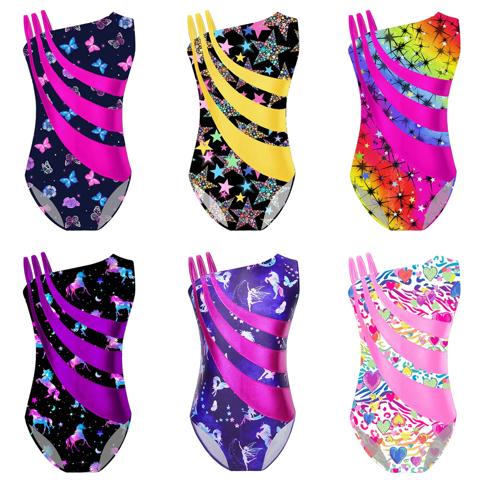 

Girls Sleeveless Shiny Metallic Dance Leotards Jumpsuit Toddler Gymnastics Ballet Bodysuit Dance Performance Dancewear Costumes