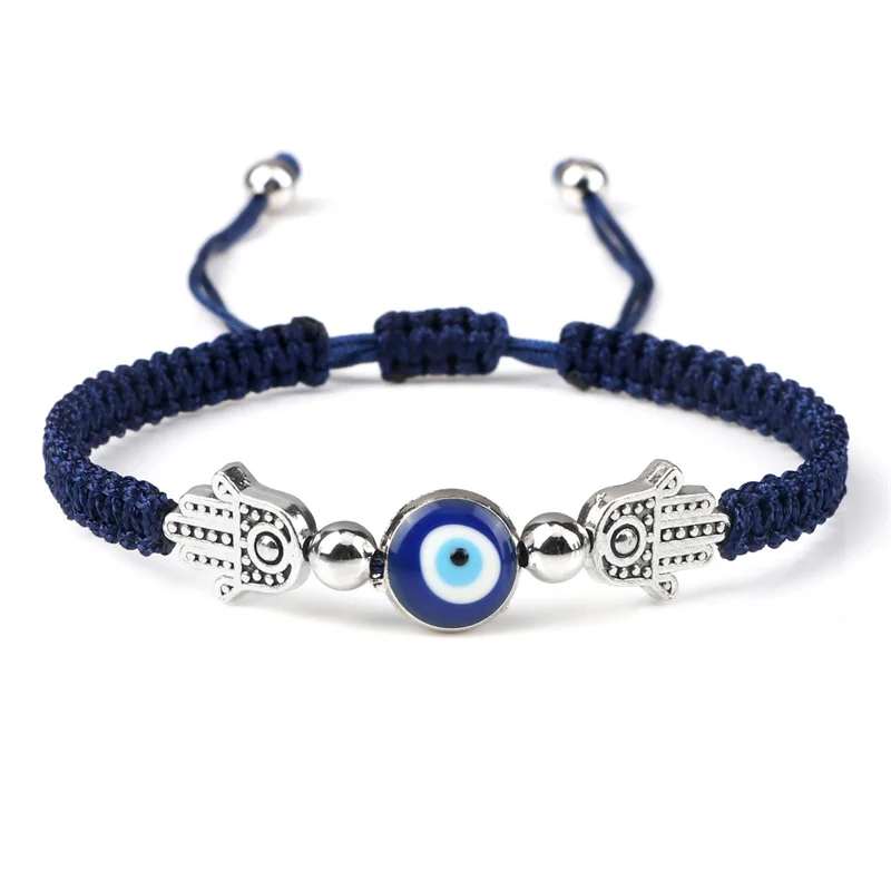 Pulsera Ajustable De Mal De Ojo - Hecha A Mano, Cuerda Trenzada Marrón - Protección Turca